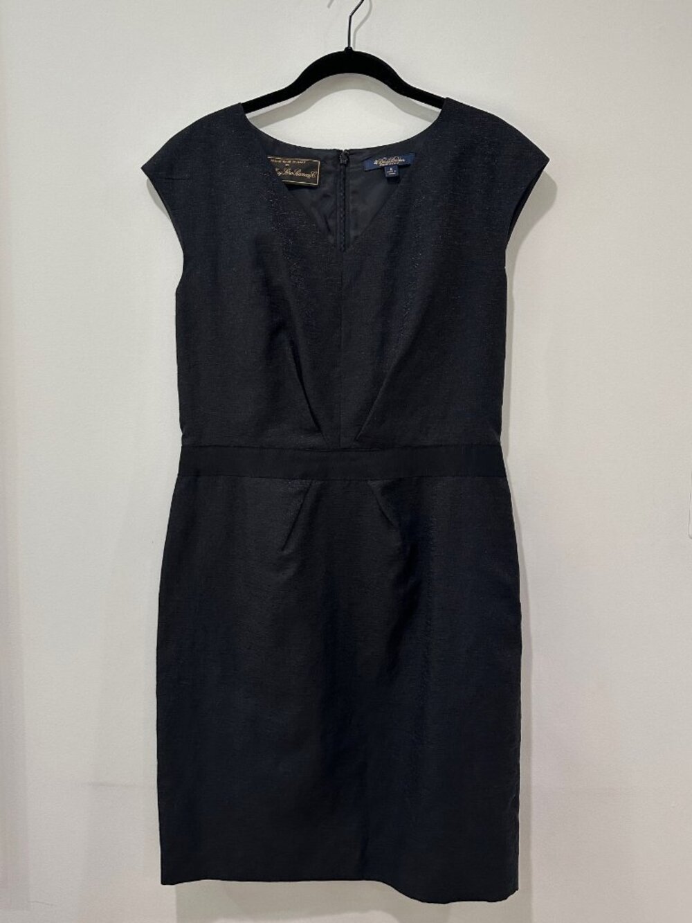 Brooks Brothers Loro Piana Italian Fabric Metallic Sheath Dress Gray Womens 8